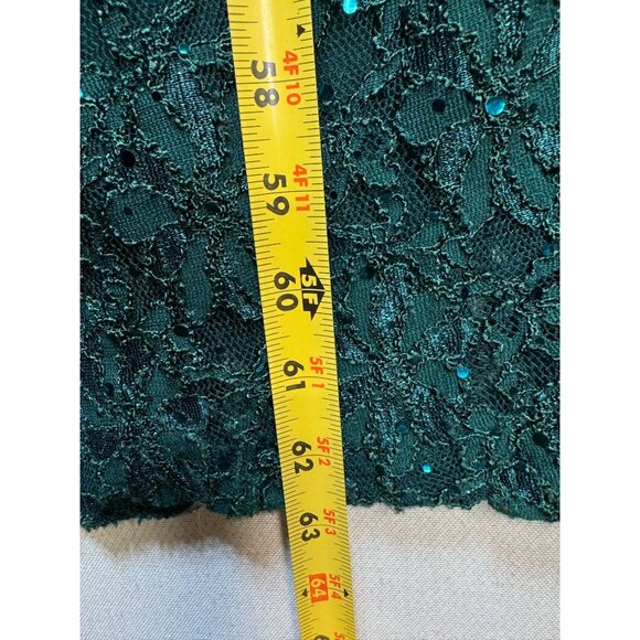 Connected Apparel Womens Floral Lace Sequin Slit Maxi Dress Size 16 Hunter Green - Picture 9 of 13